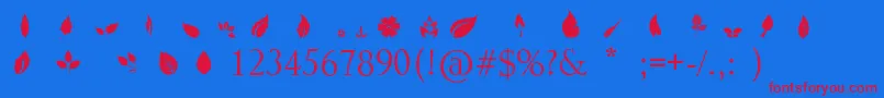 フォントLeafs – 赤い文字の青い背景