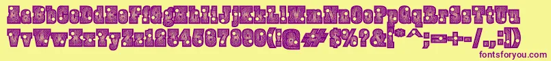 Burrisblackshootout Font – Purple Fonts on Yellow Background