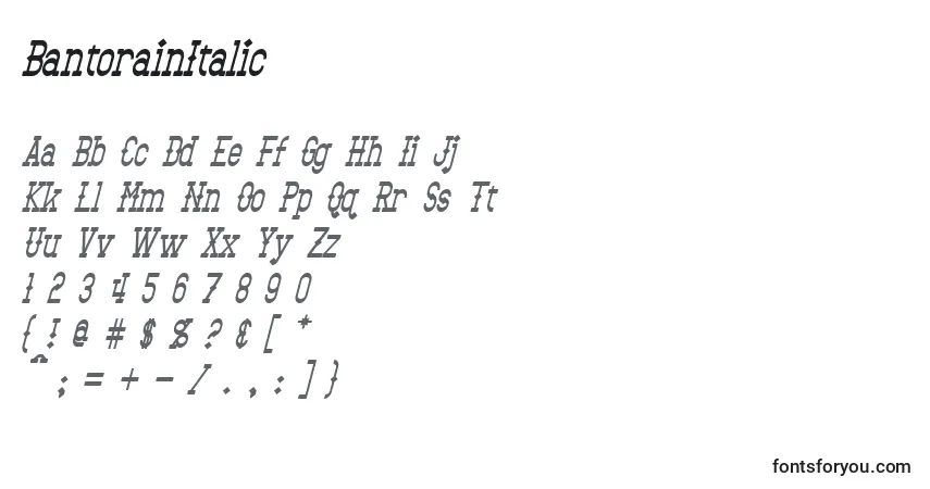 Schriftart BantorainItalic – Alphabet, Zahlen, spezielle Symbole