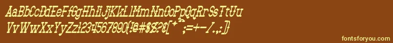 BantorainItalic-fontti – keltaiset fontit ruskealla taustalla