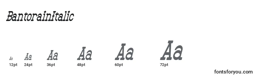 Размеры шрифта BantorainItalic