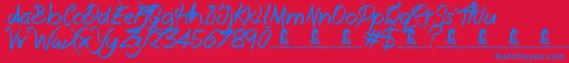 EverydayMayhem Font – Blue Fonts on Red Background