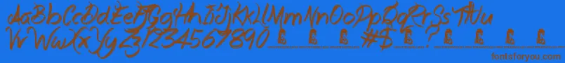 EverydayMayhem Font – Brown Fonts on Blue Background