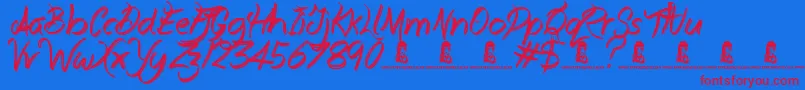 EverydayMayhem Font – Red Fonts on Blue Background