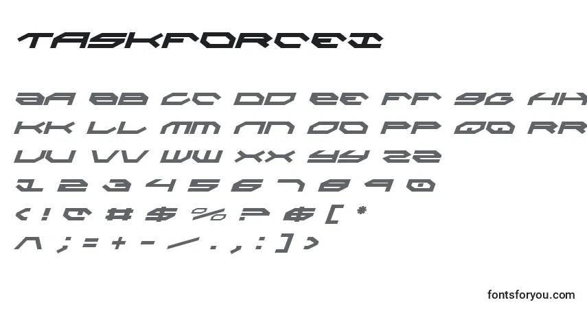 Taskforcei-fontti – aakkoset, numerot, erikoismerkit