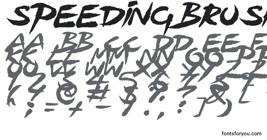 A fonte SpeedingBrush – alfabeto, números, caracteres especiais