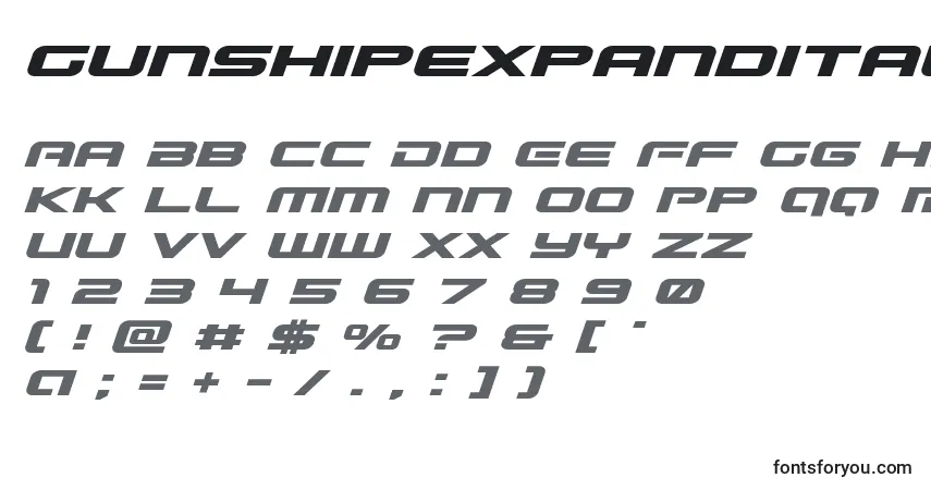 Gunshipexpandital-fontti – aakkoset, numerot, erikoismerkit