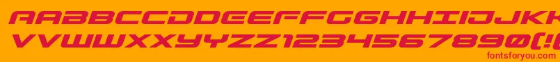 Gunshipexpandital-Schriftart – Rote Schriften auf orangefarbenem Hintergrund