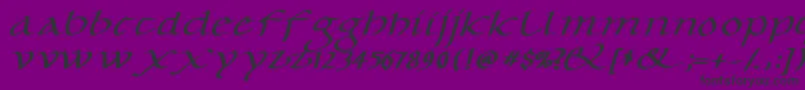 CaroluskleinOblique-Schriftart – Schwarze Schriften auf violettem Hintergrund