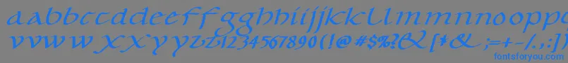 CaroluskleinOblique-Schriftart – Blaue Schriften auf grauem Hintergrund