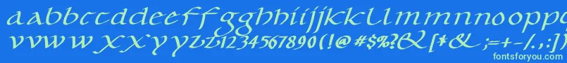 CaroluskleinOblique Font – Green Fonts on Blue Background