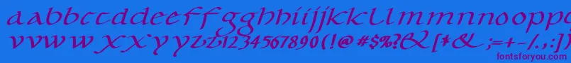 CaroluskleinOblique Font – Purple Fonts on Blue Background