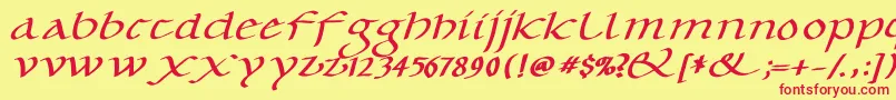 CaroluskleinOblique Font – Red Fonts on Yellow Background