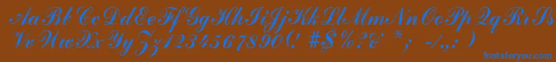 ArenskiRegular-Schriftart – Blaue Schriften auf braunem Hintergrund