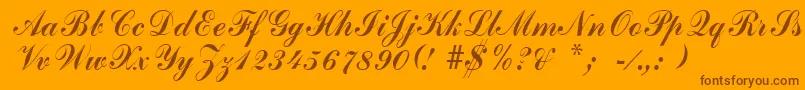 ArenskiRegular-Schriftart – Braune Schriften auf orangefarbenem Hintergrund