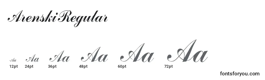 Размеры шрифта ArenskiRegular
