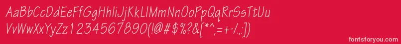 フォントEskiztwocondcItalic – 赤い背景にピンクのフォント