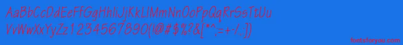 EskiztwocondcItalic Font – Red Fonts on Blue Background