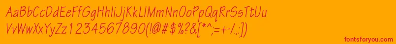 フォントEskiztwocondcItalic – オレンジの背景に赤い文字