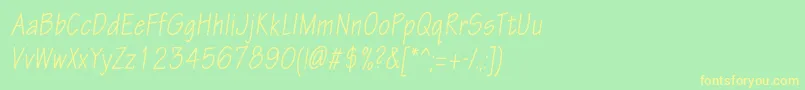 Fonte EskiztwocondcItalic – fontes amarelas em um fundo verde