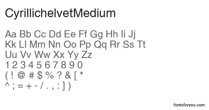 A fonte CyrillichelvetMedium – alfabeto, números, caracteres especiais