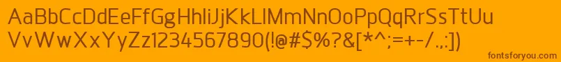 JuhlMedium-Schriftart – Braune Schriften auf orangefarbenem Hintergrund