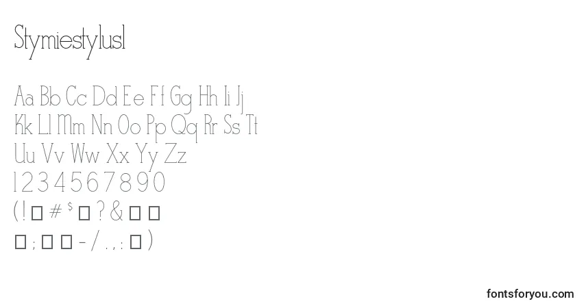 Шрифт Stymiestylus1 – алфавит, цифры, специальные символы