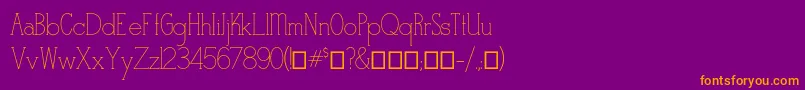 Stymiestylus1-Schriftart – Orangefarbene Schriften auf violettem Hintergrund