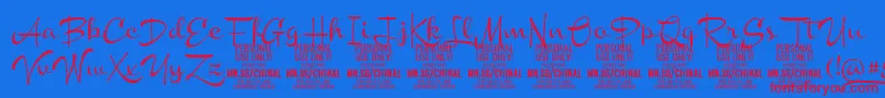 ChinalmediumPersonalUse-Schriftart – Rote Schriften auf blauem Hintergrund