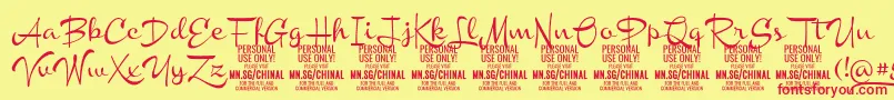 ChinalmediumPersonalUse Font – Red Fonts on Yellow Background