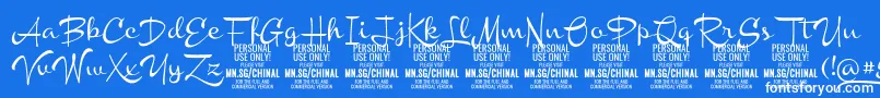 ChinalmediumPersonalUse-Schriftart – Weiße Schriften auf blauem Hintergrund