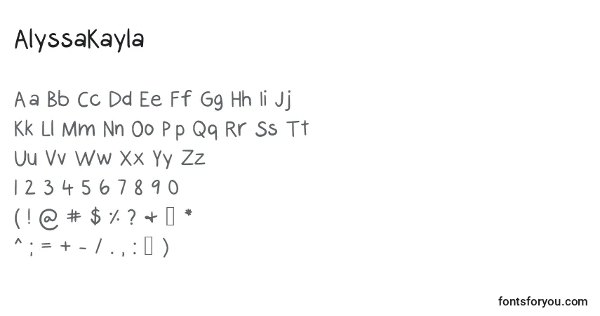 Шрифт AlyssaKayla – алфавит, цифры, специальные символы