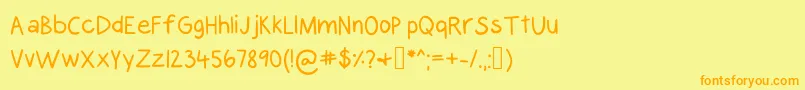 フォントAlyssaKayla – オレンジの文字が黄色の背景にあります。