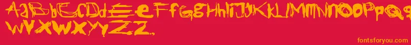 JackTheRipper-Schriftart – Orangefarbene Schriften auf rotem Hintergrund