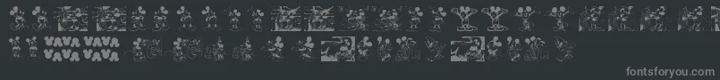MickeyVintage-fontti – harmaat kirjasimet mustalla taustalla