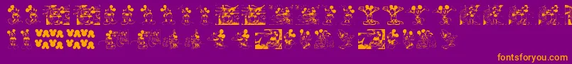 MickeyVintage-fontti – oranssit fontit violetilla taustalla