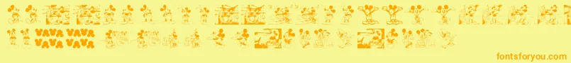 MickeyVintage-Schriftart – Orangefarbene Schriften auf gelbem Hintergrund