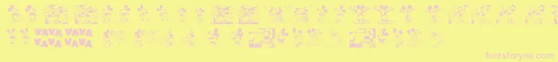 フォントMickeyVintage – ピンクのフォント、黄色の背景