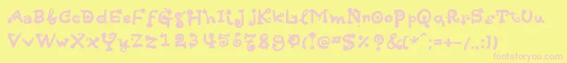 Hotsaucec-fontti – vaaleanpunaiset fontit keltaisella taustalla