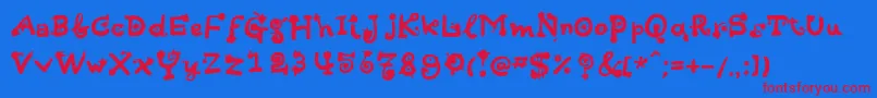 Hotsaucec-Schriftart – Rote Schriften auf blauem Hintergrund