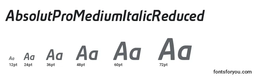 Размеры шрифта AbsolutProMediumItalicReduced