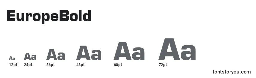 EuropeBold Font Sizes
