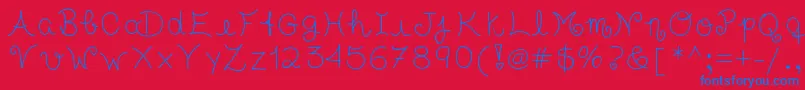 フォントTasteofchildhood – 赤い背景に青い文字