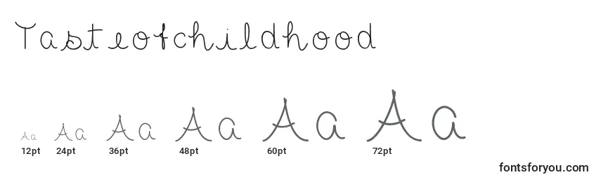 Размеры шрифта Tasteofchildhood