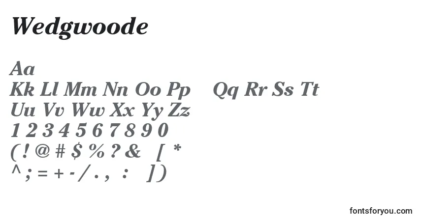 A fonte WedgwoodenBoI – alfabeto, números, caracteres especiais