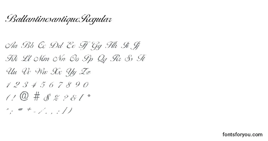 A fonte BallantinesantiqueRegular – alfabeto, números, caracteres especiais