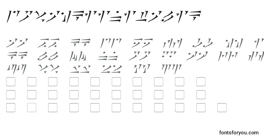 Schriftart DovahkiinItalic – Alphabet, Zahlen, spezielle Symbole