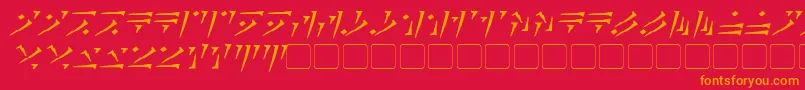 DovahkiinItalicフォントについての詳細 フォントDovahkiinItalic – 赤い背景にオレンジの文字