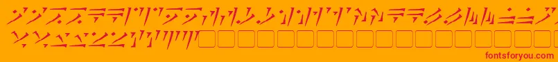 Czcionka DovahkiinItalic – czerwone czcionki na pomarańczowym tle