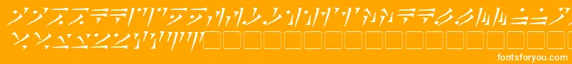 Czcionka DovahkiinItalic – białe czcionki na pomarańczowym tle